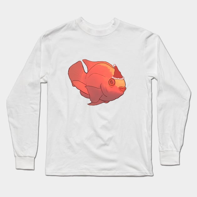 Christmas Blood Parrot Cichlid Long Sleeve T-Shirt by sheehanstudios